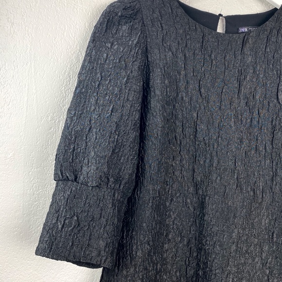 Zara Textured Weave Dress- Black - Picture 8 of 9